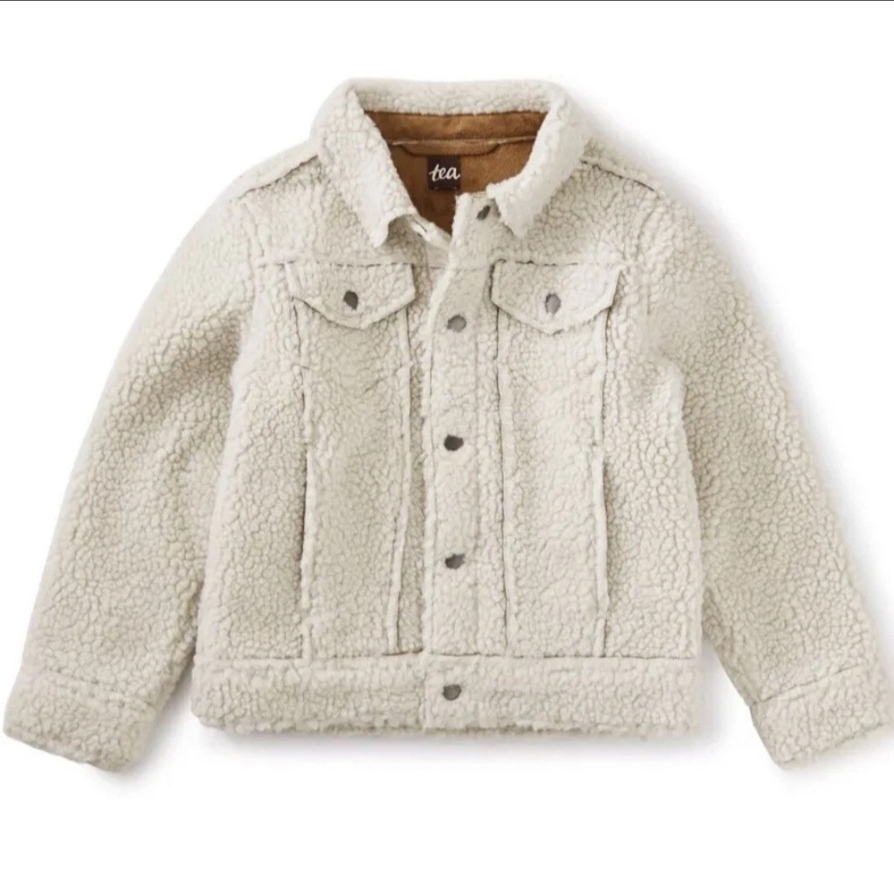 TEA Collection Sherpa Trucker Jacket Snap Front Unisex 12 XL Girls Boys EUC